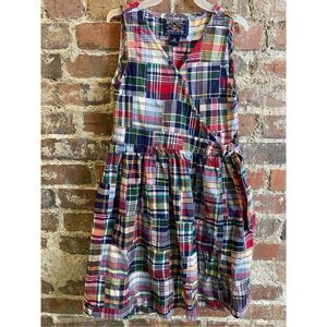 American Living Blue/Red/Green Plaid Sleeveless Cotton Wrap Dress Girl’s Size 10